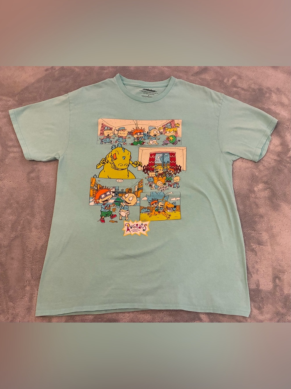 Women’s Nickelodeon Brand Light Blue Rugrats Graphic Tee - Size Large